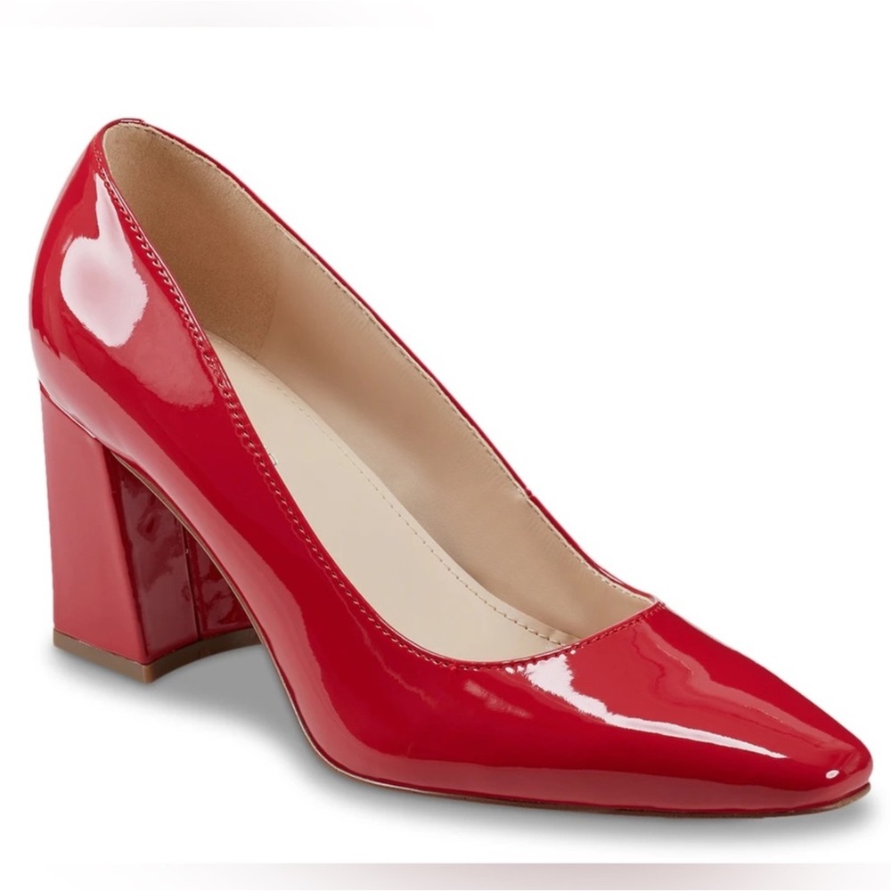 Marc Fisher Keri 2 red patent pumps with block heel Size 11
